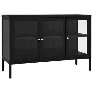 vidaXL Credenza Nera 105x35x70 cm in Acciaio e Vetro