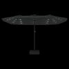 vidaXL Ombrellone a Doppia Testa con LED Nero 449x265 cm