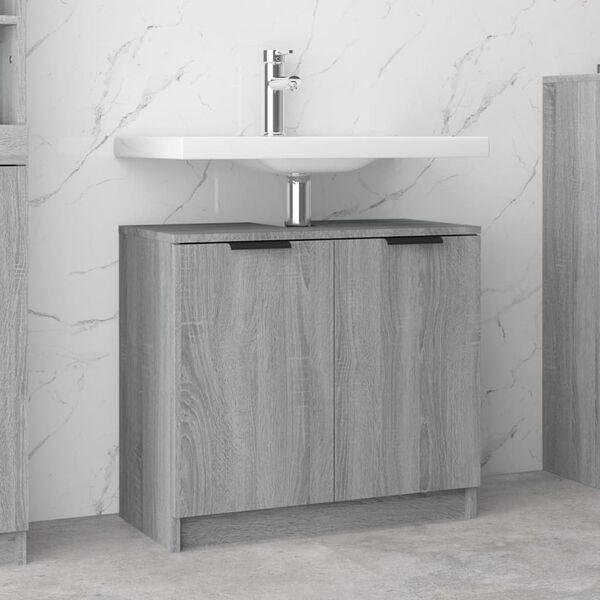 vidaXL Mobile Bagno Grigio Sonoma 64,5x33,5x59 cm in Legno Multistrato