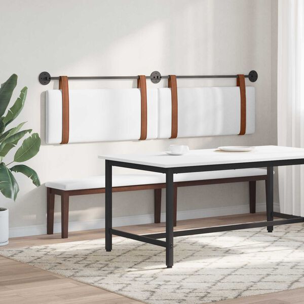 vidaXL Testata appesa Tinta unita Bianco 210 x 55 x 5 cm PU Antico