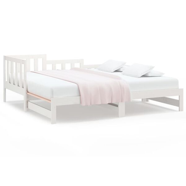 vidaXL Dormeuse Estraibile Bianca 2x(90x200) cm Legno Massello di Pino
