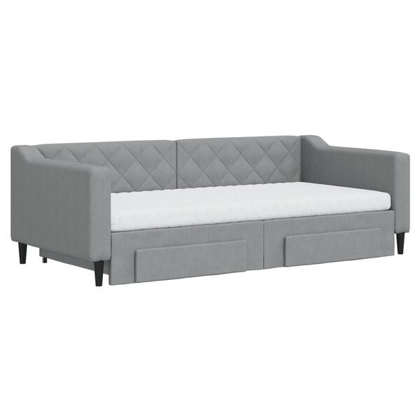 vidaXL Divano Letto Estraibile Cassetti Grigio Chiaro 90x190cm Tessuto