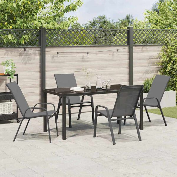 vidaXL Set da Pranzo per Giardino 5 pcs Grigio Textilene e acciaio