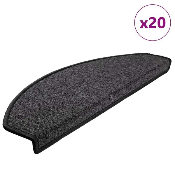 vidaXL Tappetini per scale 20 pz 65x24x4 cm Antracite Semicircolari Grandi