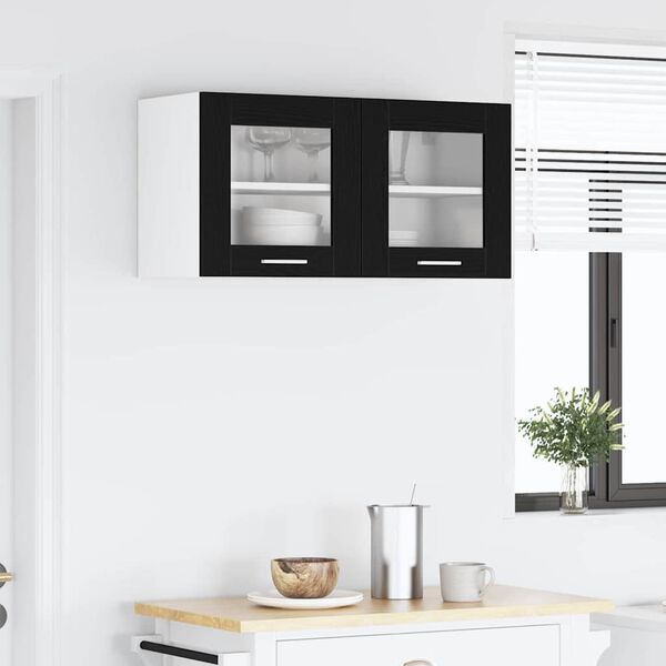 vidaXL Armadio pensile con porta Rovere Nero e Bianco 80 x 31 x 40 cm