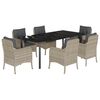 vidaXL Set da Pranzo da Giardino 7 pz Cuscini Polyrattan Grigio Chiaro