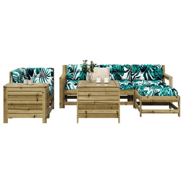vidaXL Set Divani da Giardino 7 pz in Legno Impregnato di Pino