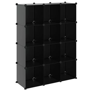 vidaXL Organizzatore Portaoggetti con 12 Cubi Nero in PP