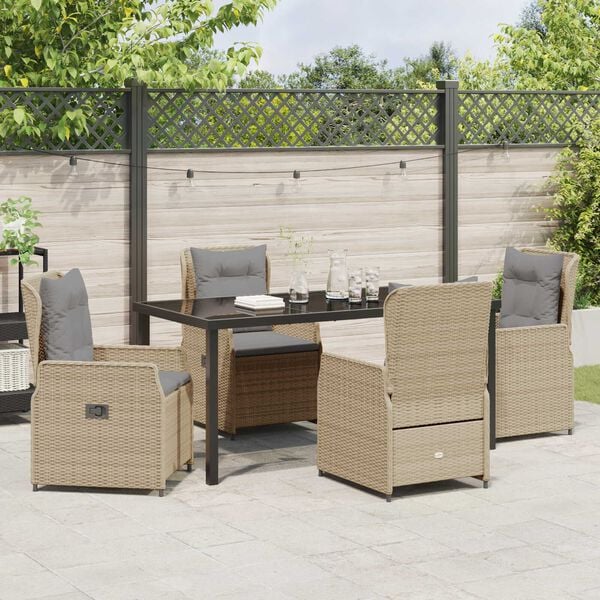 vidaXL Set da Pranzo per Giardino 5 pcs Beige e Grigio Chiaro