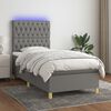 vidaXL Letto a Molle Materasso e LED Grigio Scuro 100x200cm in Tessuto
