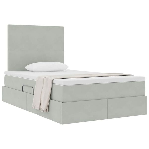vidaXL Letto con contenitore e materasso Grigio chiaro 120 x 190 cm