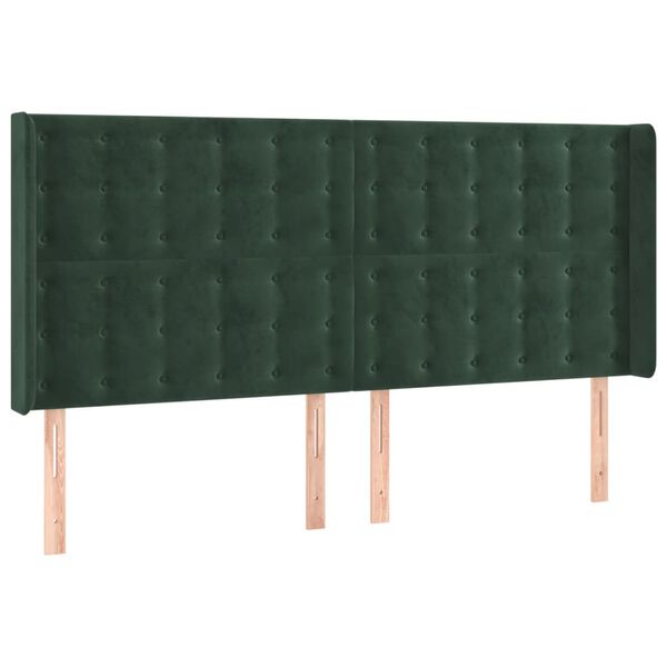 vidaXL Testiera ad Orecchio Verde Scuro 163x16x118/128 cm in Velluto