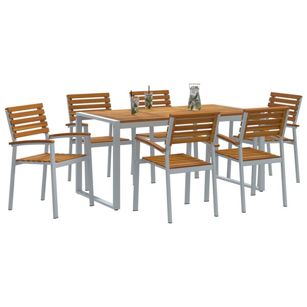 vidaXL Set da Pranzo per Giardino 7 pcs Grigio