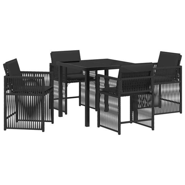 vidaXL Set da Pranzo per Giardino 5 pcs Nero polyrattan