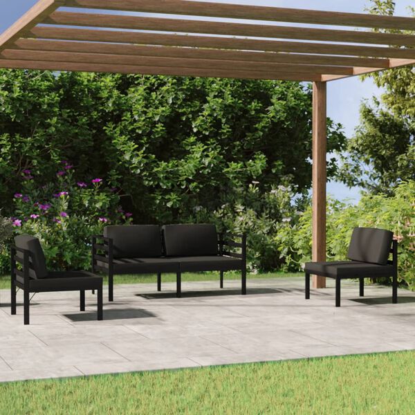 vidaXL Set Divani da Giardino 4 pz con Cuscini in Alluminio Antracite