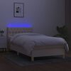 vidaXL Letto a Molle con Materasso e LED Crema 90x190 cm in Tessuto