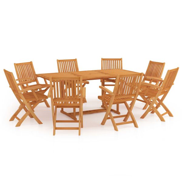 vidaXL Set da Pranzo da Giardino 9 pz in Legno Massello di Teak