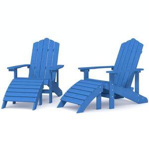 vidaXL Sedie Giardino Adirondack 2 pz con Poggiapiedi HDPE Blu Acqua