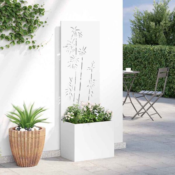 vidaXL Schermo per privacy in giardino Floreale Bianco 50 x 140 cm