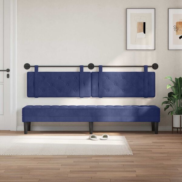 vidaXL Testata appesa Blu Polizia 210 x 55 x 5 cm Velluto