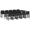 vidaXL Set da Pranzo da Giardino 11 pz con Cuscini in Polyrattan Nero