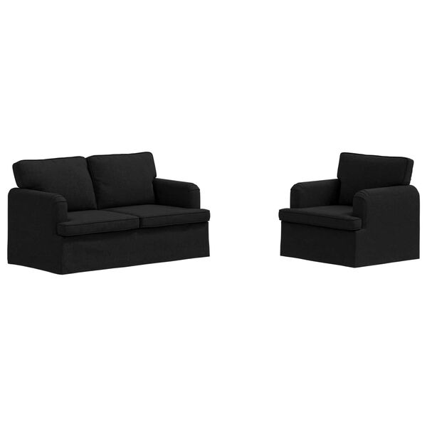 vidaXL Set di divani 2 pcs Nero 144 x 80 x 85 cm Tessuto
