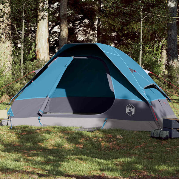 vidaXL Tenda da Campeggio a Cupola per 4 Persone Blu Impermeabile