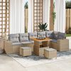 vidaXL Set Divano da Giardino con cuscino 9 pcs Beige polyrattan