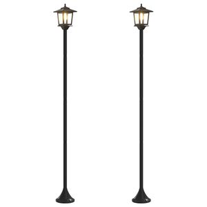 vidaXL Set di Lampioni with LED Bulb 2 pz Nero 16 x 16 x 156 cm