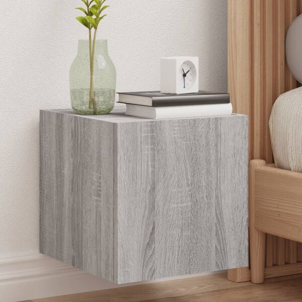 vidaXL Mobile TV a Parete con Luci LED Grigio Sonoma 30,5x35x30 cm