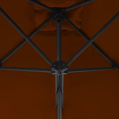 vidaXL Ombrellone con Palo in Acciaio Terracotta 250x250x230 cm