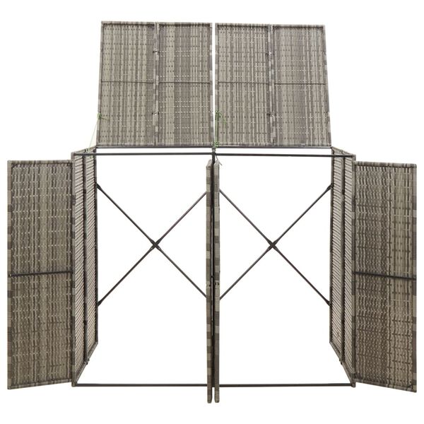 vidaXL Copribidone Doppio Grigio 140x80x117 cm in Polyrattan