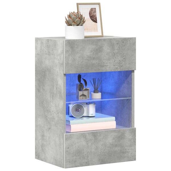 vidaXL Mobili da parete con luci LED per TV 2pz Grigio Cemento 40x30x60,5cm