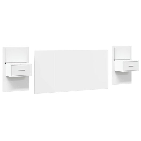 vidaXL Testiera per Letto con Comodini Bianco 160 cm Legno Multistrato