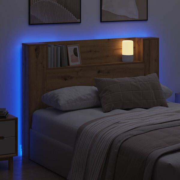 vidaXL Testata con Mobile e LED Rovere Artigianale Legno multistrato
