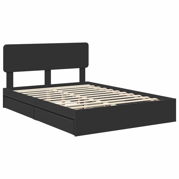 vidaXL Letto con Contenitore Nero 150 x 200 cm Legno multistrato