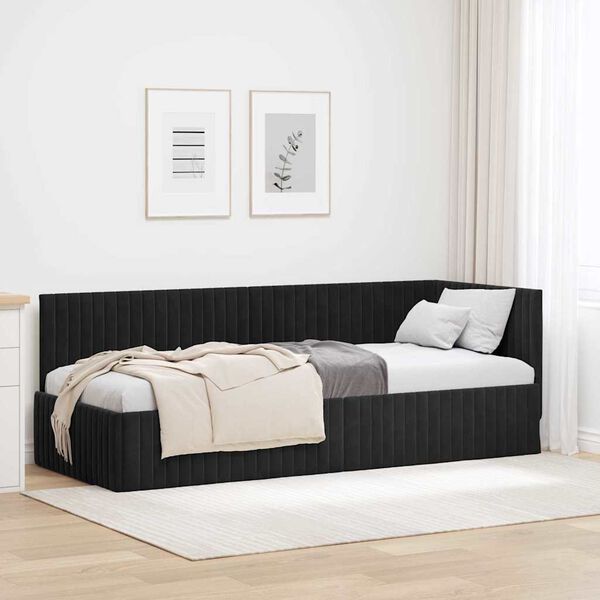 vidaXL Cornice del letto ad angolo Nero 80 cm x 200 cm Velluto
