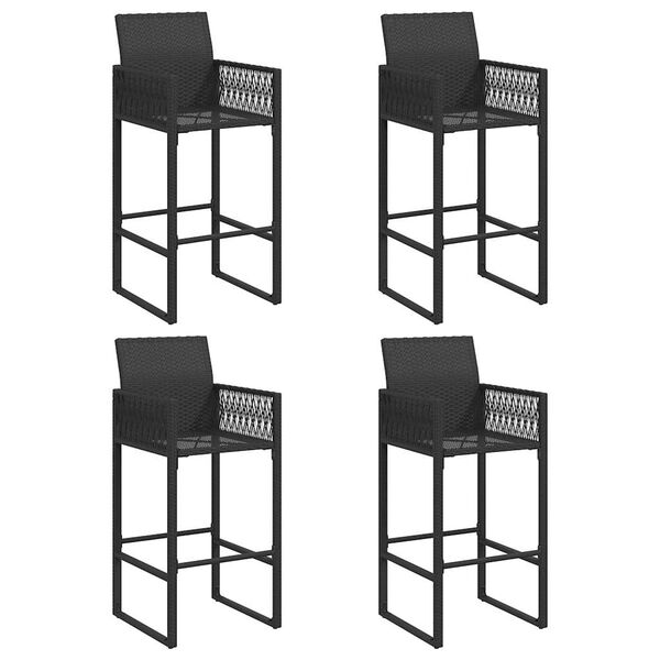 vidaXL Set Bar da Giardino 5pz senza Cuscini Nero in Polyrattan Acacia