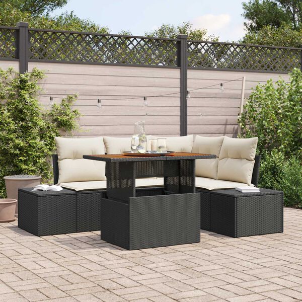vidaXL Set Divano da Giardino con archiviazione 5 pcs Nero Poly Rattan