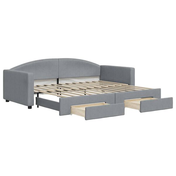 vidaXL Divano Letto Estraibile Cassetti Grigio Chiaro 90x200cm Tessuto
