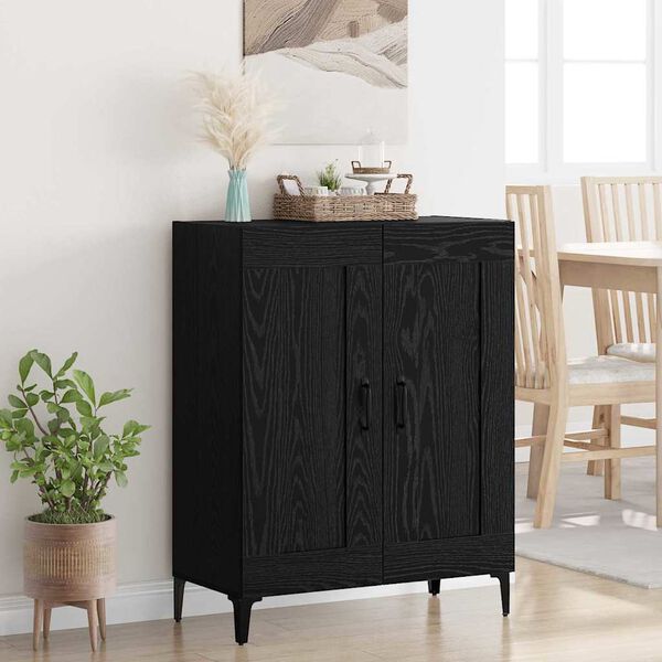 vidaXL Credenza Rovere Nero 69,5 x 34 x 90 cm Legno multistrato