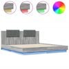 vidaXL Giroletto con Testiera e LED Grigio Sonoma 160x200 cm