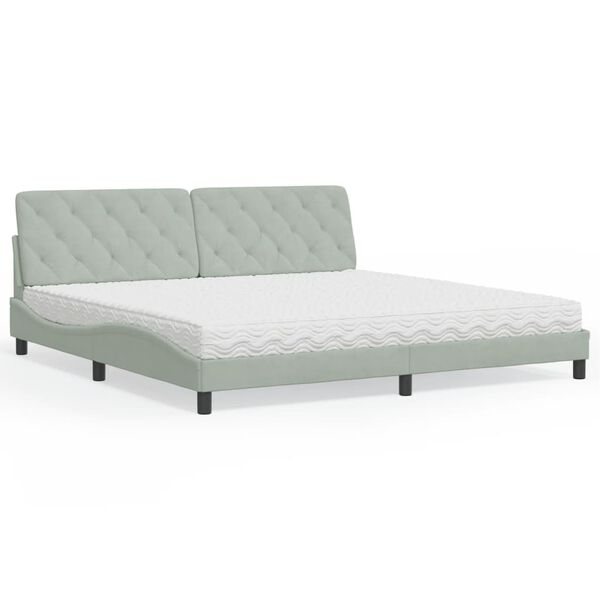vidaXL Letto con Materasso Grigio Chiaro 200x200cm Velluto