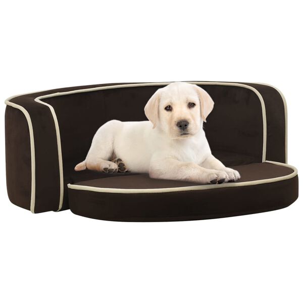 vidaXL Divano Cani Pieghevole Marrone 73x67x26 cm in Peluche e Cuscino