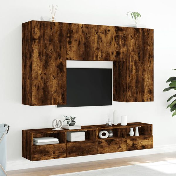 vidaXL Mobili TV a Muro 2 pz Rovere Fumo 80x30x30 cm Legno Multistrato