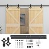 vidaXL Porta scorrevole 2 pcs Naturale e Nero Legno Massello di Pino