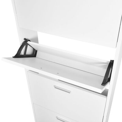 Scarpiera 114x200h Cm Bianco Lucido E Bianco Larice Con 6 Ante E 1 Ribalta Bimala