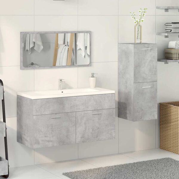vidaXL Set Mobili da Bagno 3 pz Grigio Cemento in Legno Multistrato