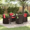 vidaXL Set da Pranzo per Giardino 5 pcs Marrone Poly Rattan