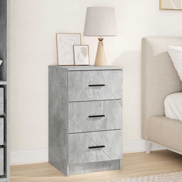 vidaXL Armadio da Notte con cassetto Grigio cemento 38 x 38 x 66 cm